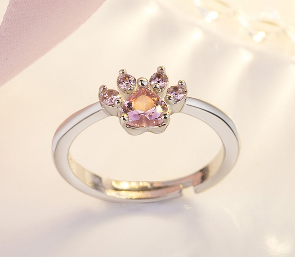 Paw Jewelry Set for Women – 4-Piece | Rose Gold with Zirconia Heart – Ring, Necklace, Earrings & Bracelet