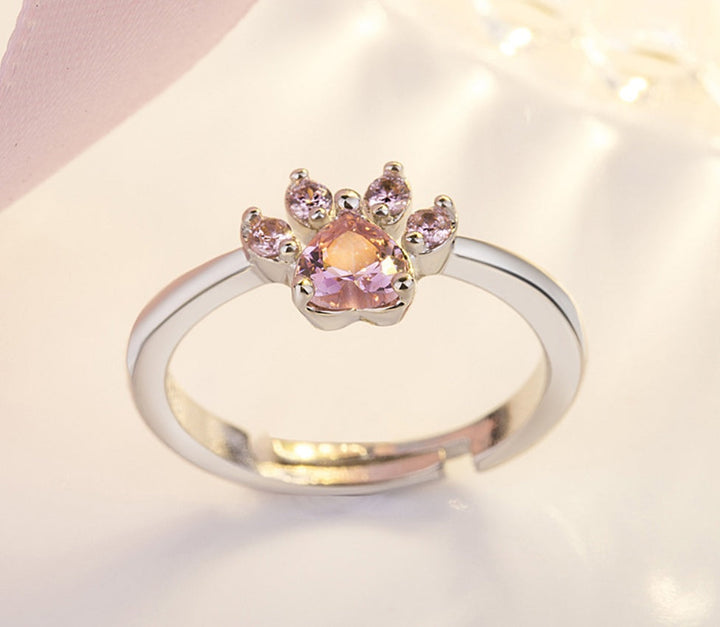 Paw Jewelry Set for Women – 4-Piece | Rose Gold with Zirconia Heart – Ring, Necklace, Earrings & Bracelet