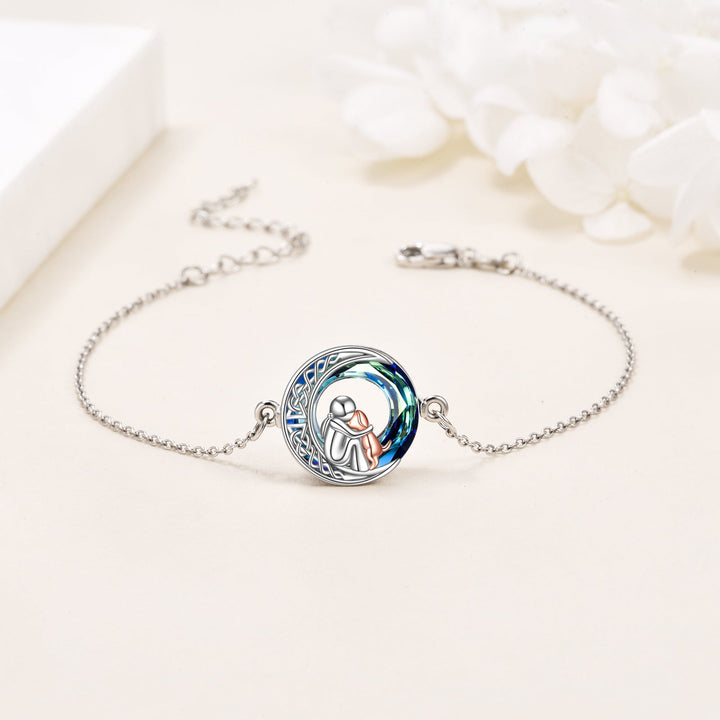 Adjustable Lucky Bracelet made of 925 Sterling Silver with Dog Motif