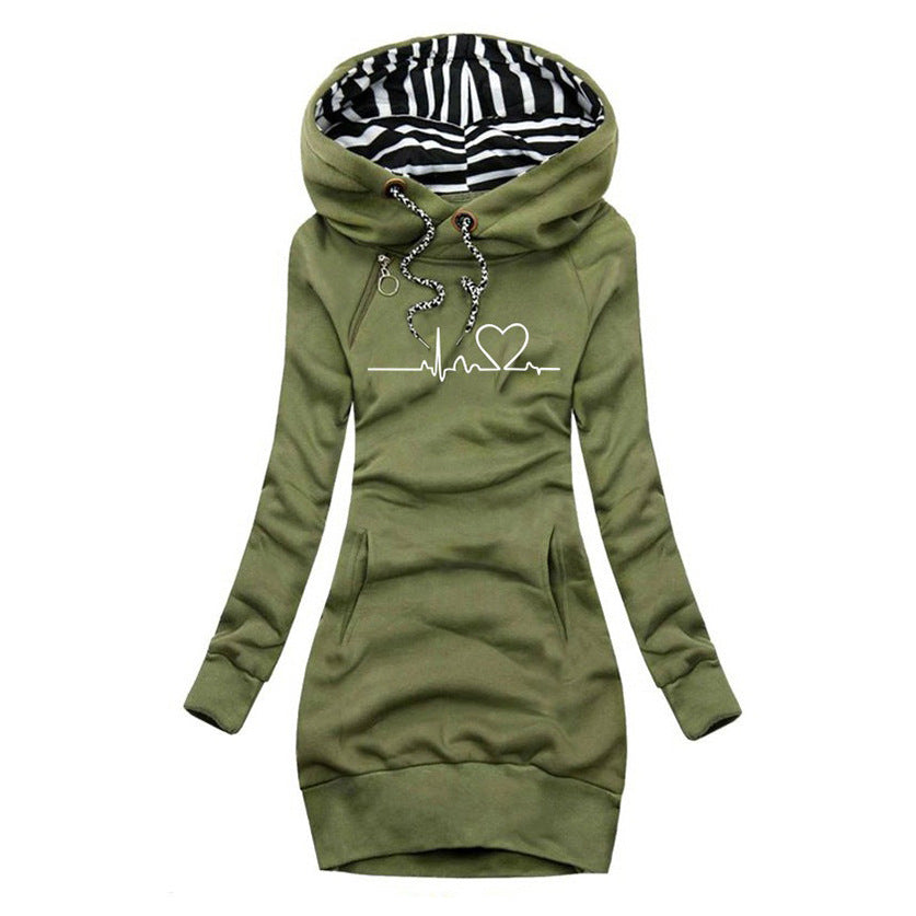 Mieke™ | Hoodie-jurk met hartslagprint