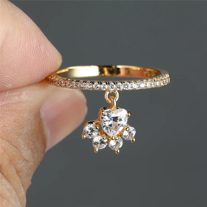 Paw & Heart Ring – Gold and Silver Look