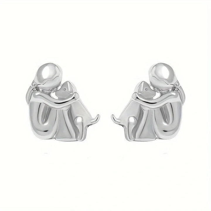 Sweet Two-Tone Hugging Earrings in Silver & Gold