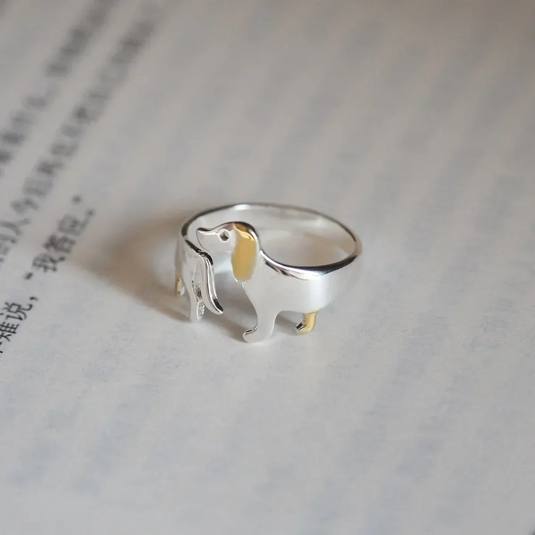 Adjustable Dachshund Ring – Handmade Animal Jewelry Ring for Women