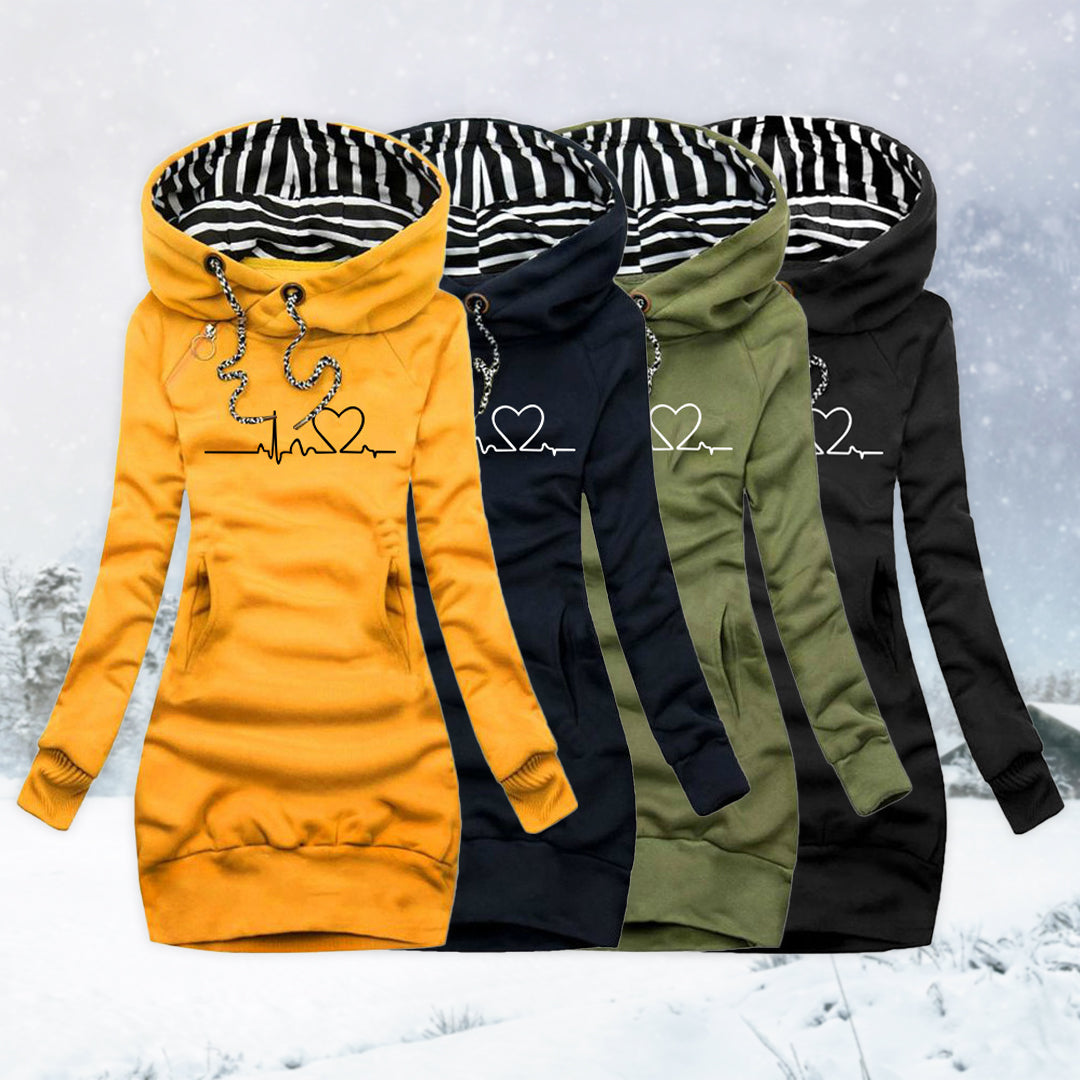 Mieke™ | Hoodie-jurk met hartslagprint