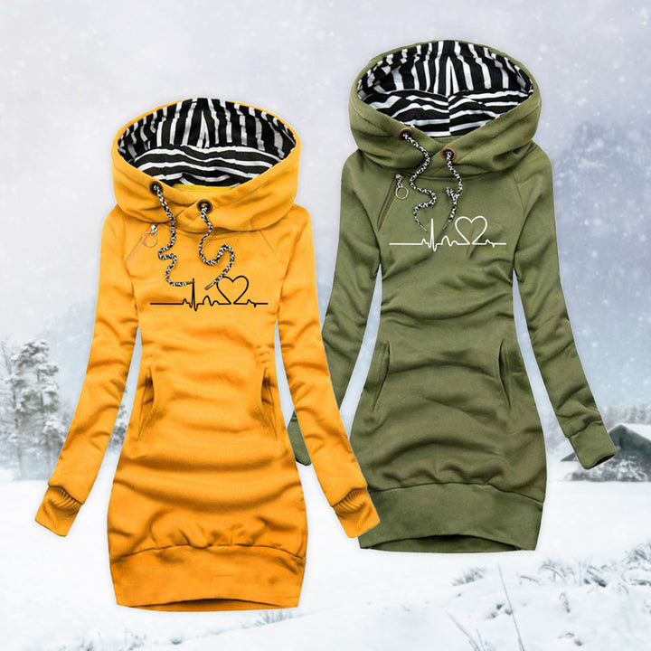 Mieke™ | Hoodie-jurk met hartslagprint