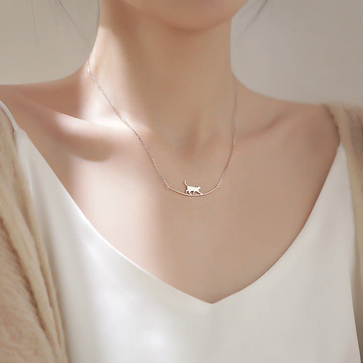 Climbing Cat – Silver Necklace