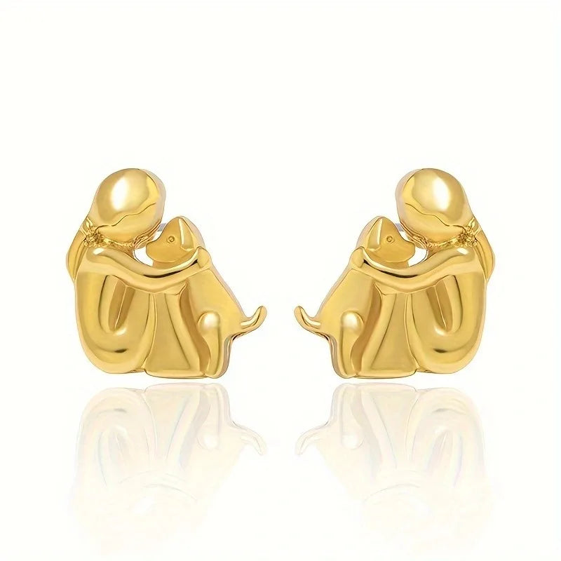 Sweet Two-Tone Hugging Earrings in Silver & Gold