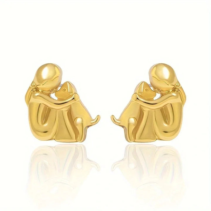 Sweet Two-Tone Hugging Earrings in Silver & Gold