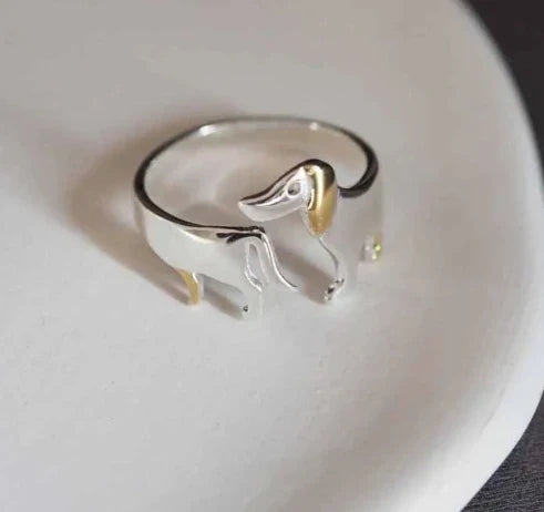 Adjustable Dachshund Ring – Handmade Animal Jewelry Ring for Women