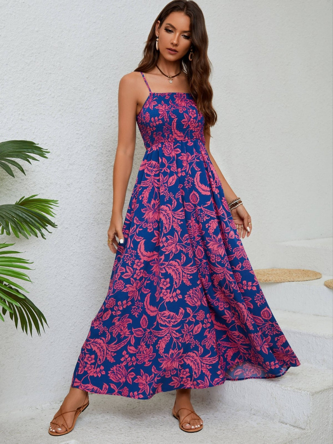 Emma™ | Bloemenprint Gathered Cami Jurk