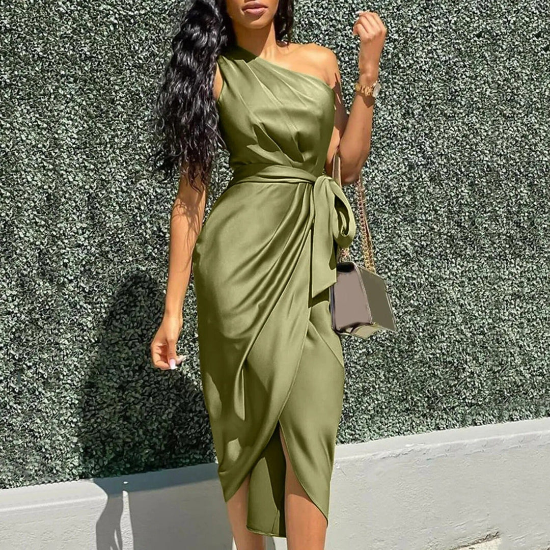 Eve™ | Zijde Asymmetrische Maxi Jurk met Ruches