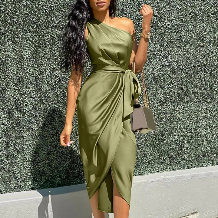 Eve™ | Zijde Asymmetrische Maxi Jurk met Ruches