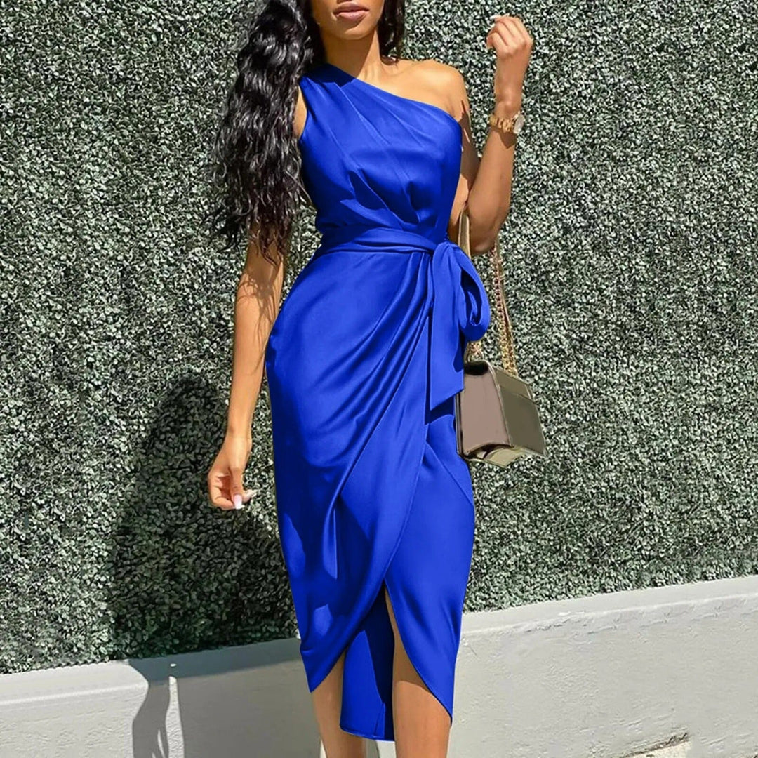 Eve™ | Zijde Asymmetrische Maxi Jurk met Ruches