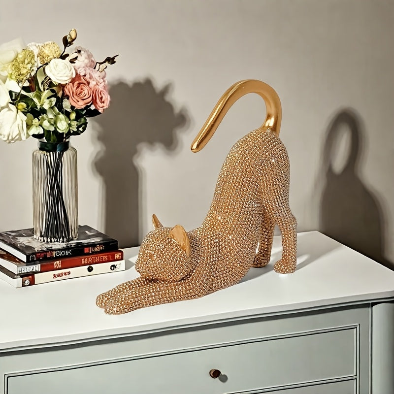 Stretching Cat Sculpture