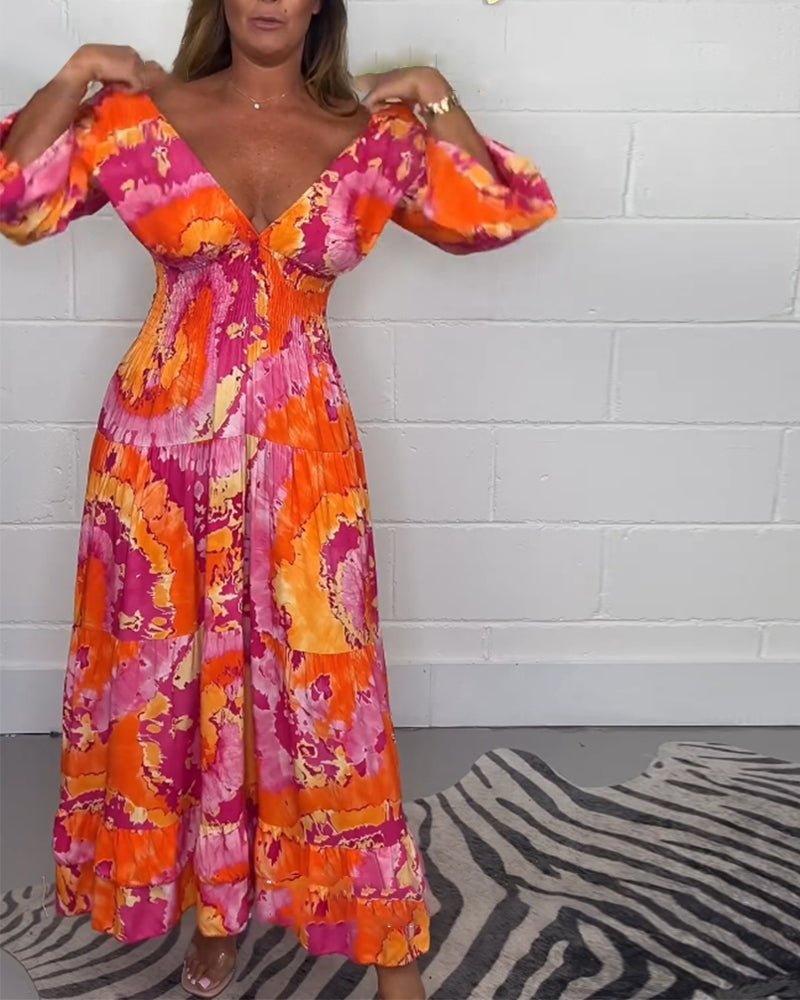Isabel™ | Stijlvolle Printjurk met 3/4 Mouwen