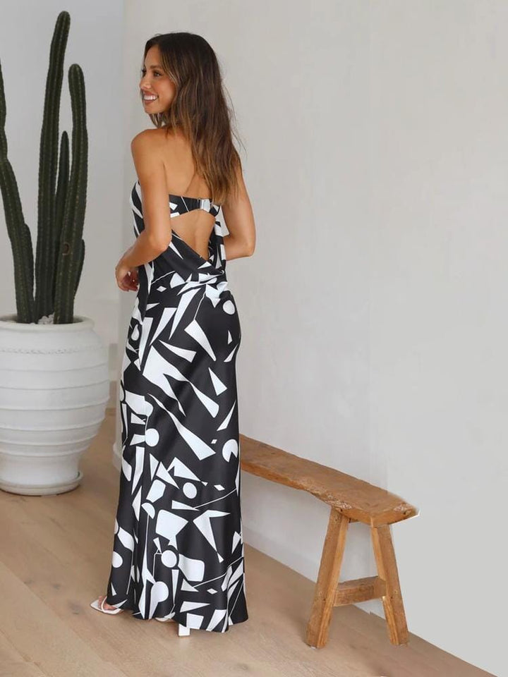 Nova™ | Luxe Strapless Zijde Maxi Jurk