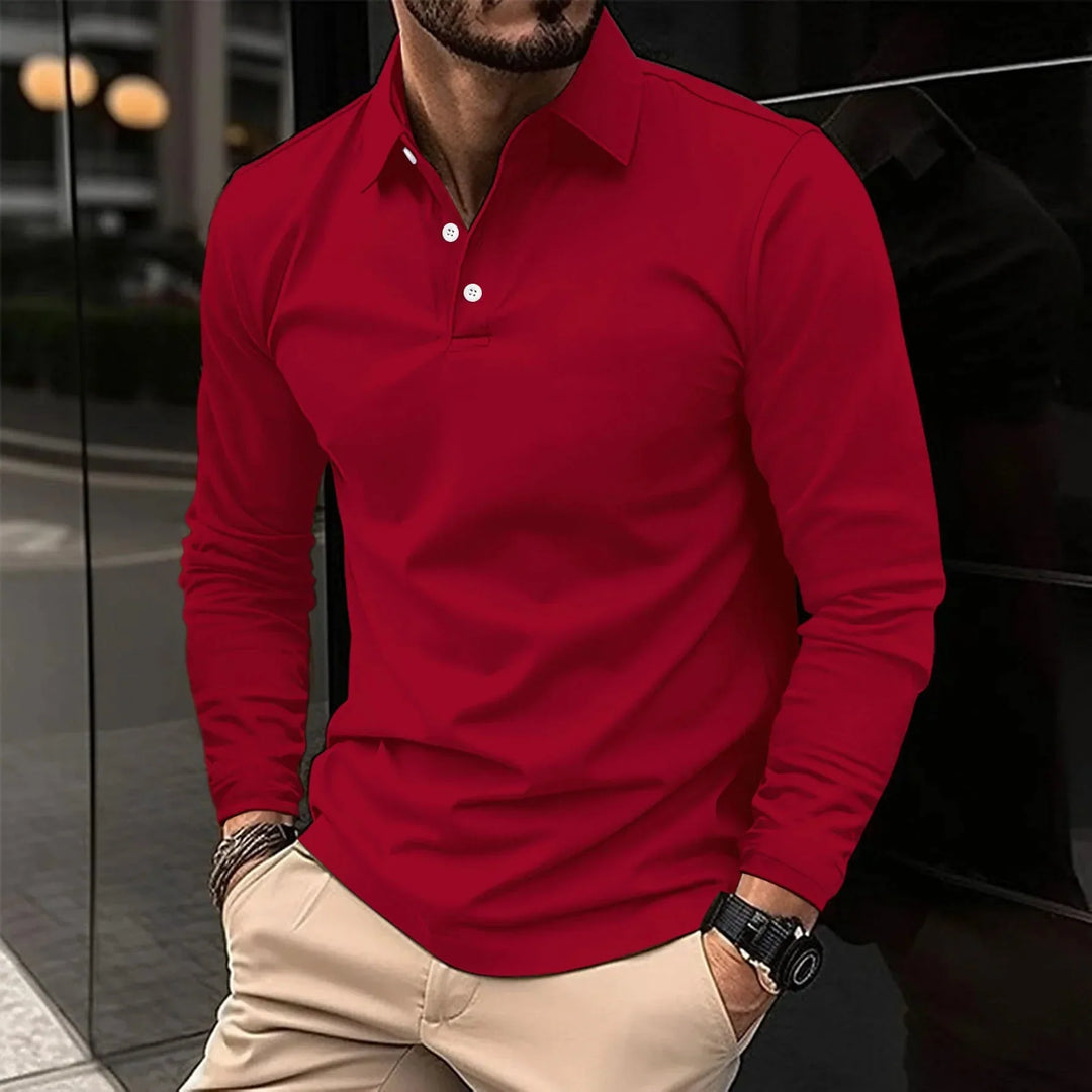 River - casual poloshirt met lange mouwen