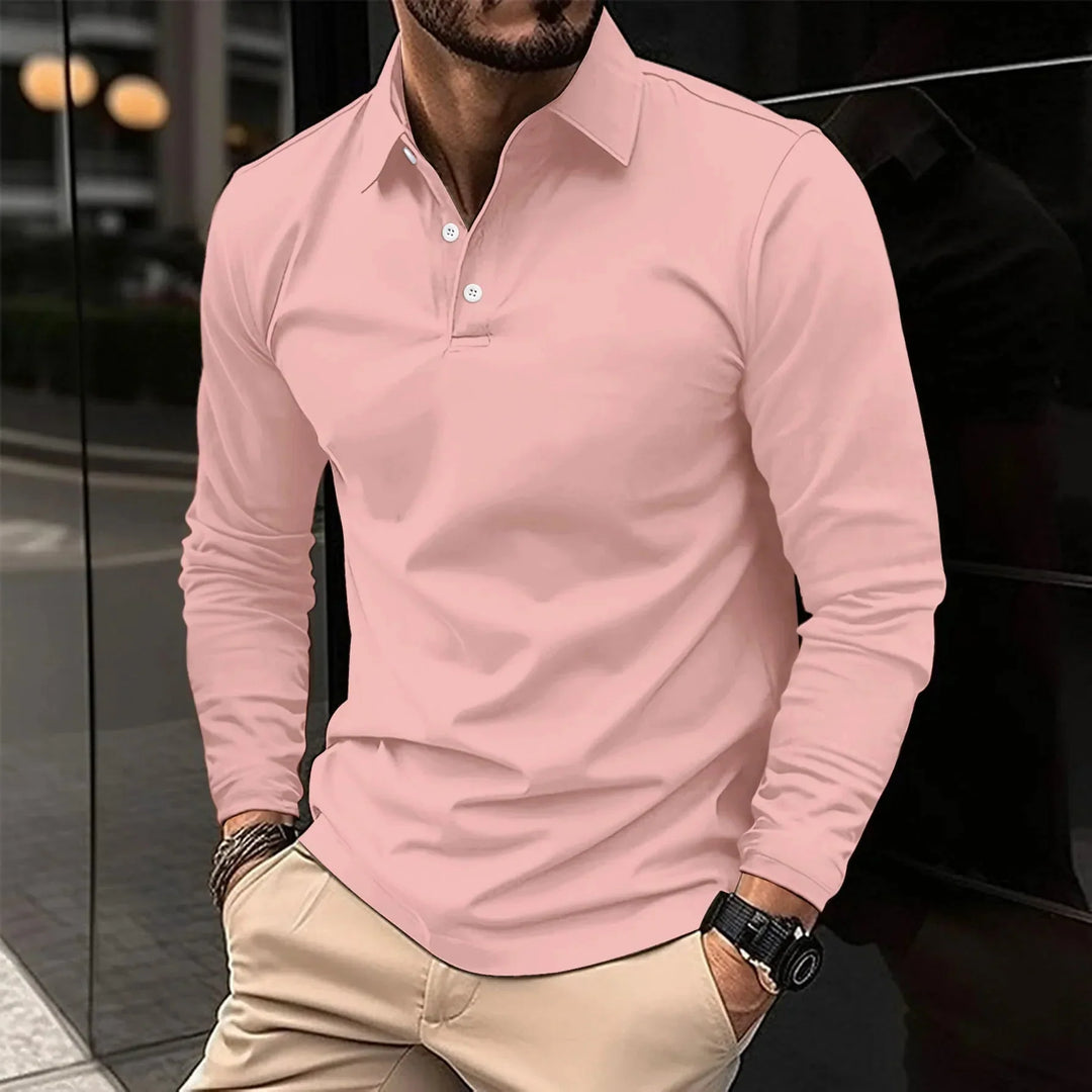 River - casual poloshirt met lange mouwen