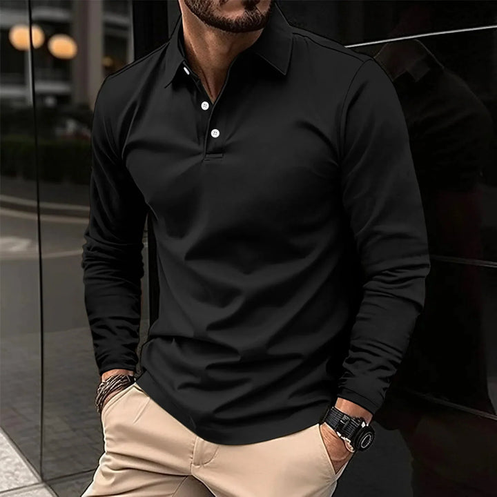 River - casual poloshirt met lange mouwen