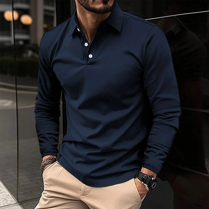 River - casual poloshirt met lange mouwen